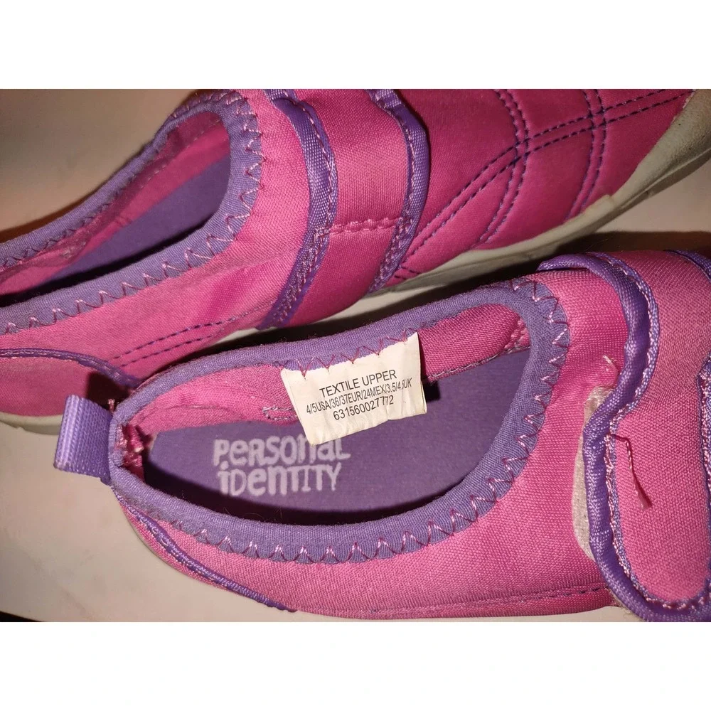 Personal Identity Kids Pink Purple Water Shoes Hook Loop Strap Size 4-5 USA